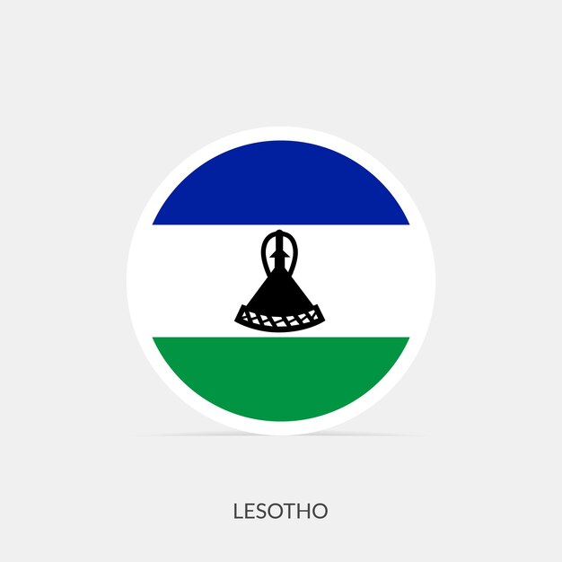 Lesotho round flag icon with shadow