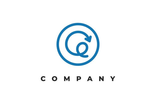 letter g arrow line inside circle minimal logo