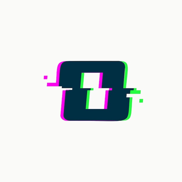 Letter O Glitch font vector isolated abstract symbol with digital noise modern design alphabet element on white background
