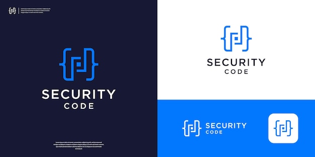 Letter P security coding logo design template