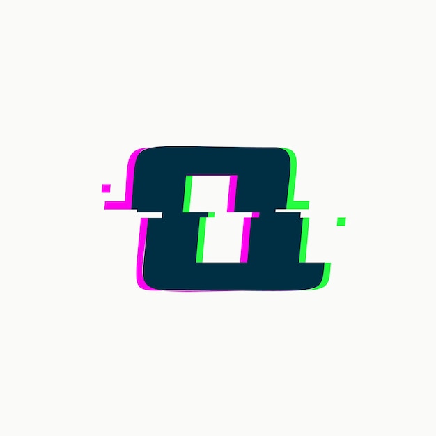 Letter Q Glitch font vector isolated abstract symbol with digital noise modern design alphabet element on white background