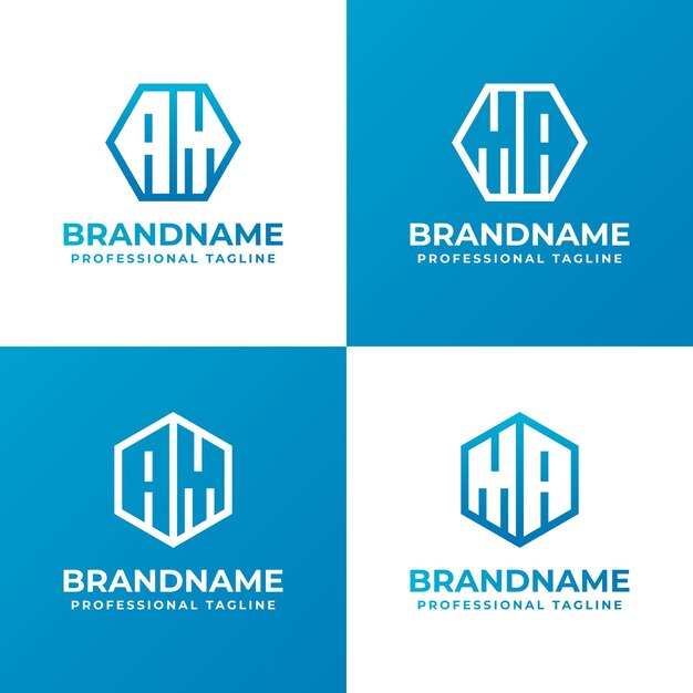 Letters AM and MA Hexagon Logo Set suitable for business with AM or MA initials