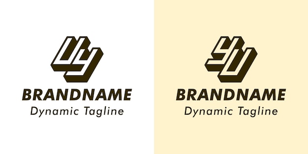 Letters UY and YU 3D Monogram Logo Suitable for business with UY or YU initials