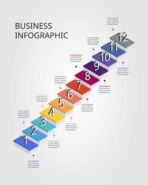 level template for infographic for presentation for 12 element