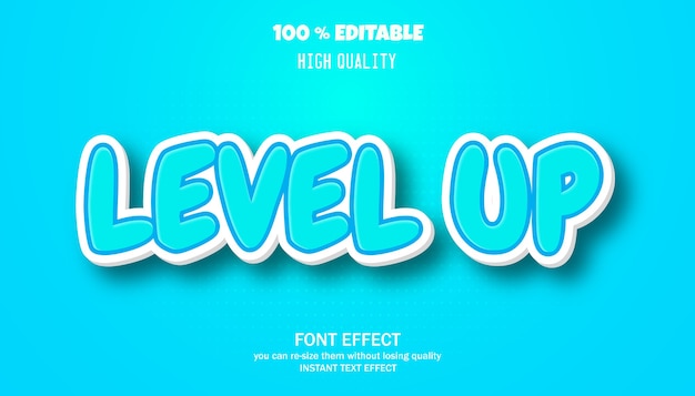 Level up text effect. editable font