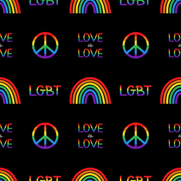 LGBT seamless pattern Vector LGBT pattern with pride elements Colorful