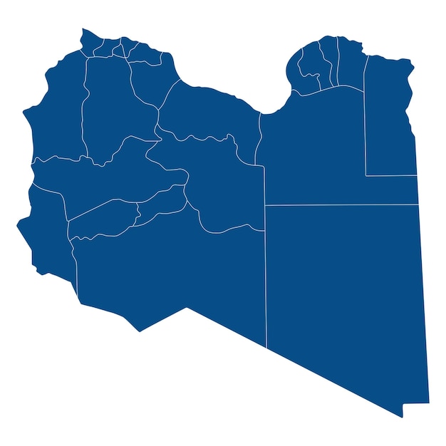 Libya map in district region administrator Map of Libya district region administrator in blue color
