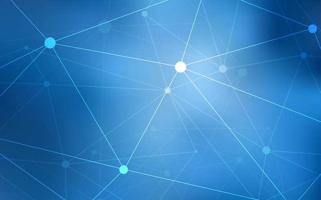light blue vector background with dots and lines