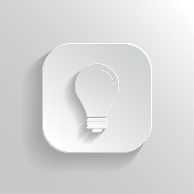 Light bulb icon vector white app button