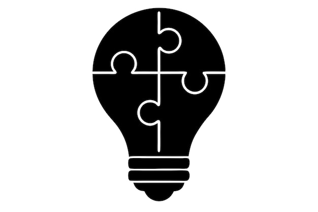 Light bulb with jigsaw illustration in minimal style
