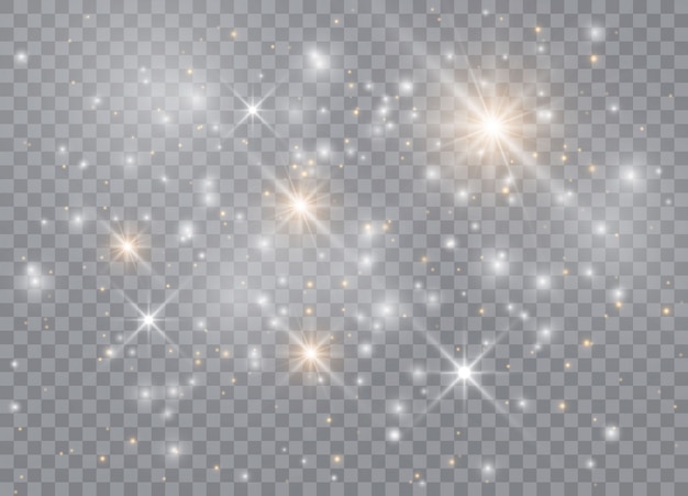 Light glow effect stars. Sparkling magic dust particles.