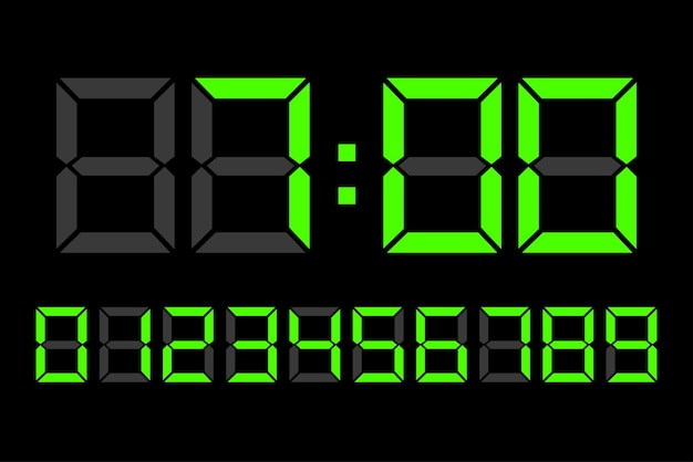 light green digital led numbers digital clock number set vector illustration eps 10 stock image