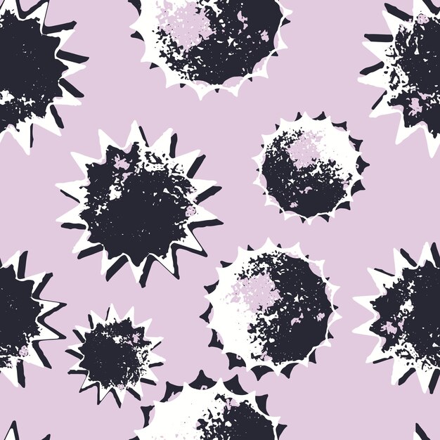 light pink seamless pattern with textured black stars vector square print background design