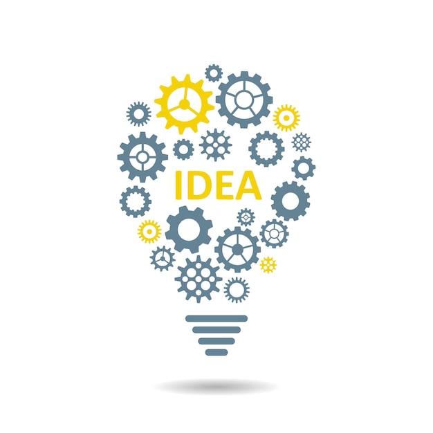Lightbulb icon vector illustration Bulb with gears on isolated background Idea sign concept