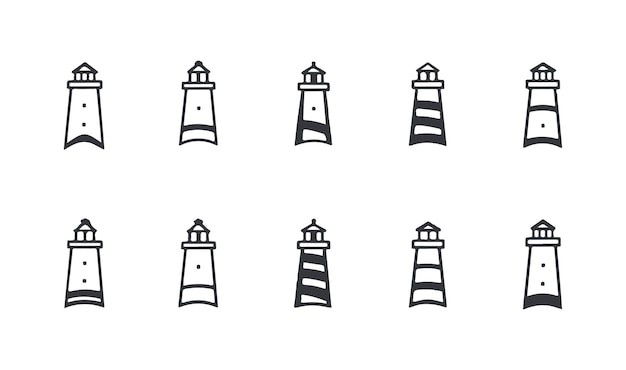 lighthouse icon set minimal vector symbols of navigation and sea safety
