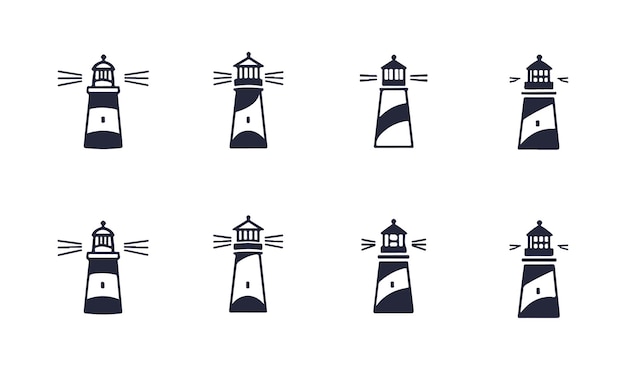 lighthouse icon set minimal vector symbols of navigation and sea safety