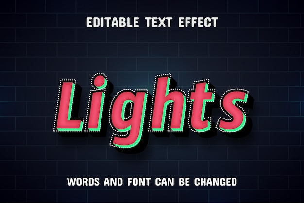 Lights text editable text effect