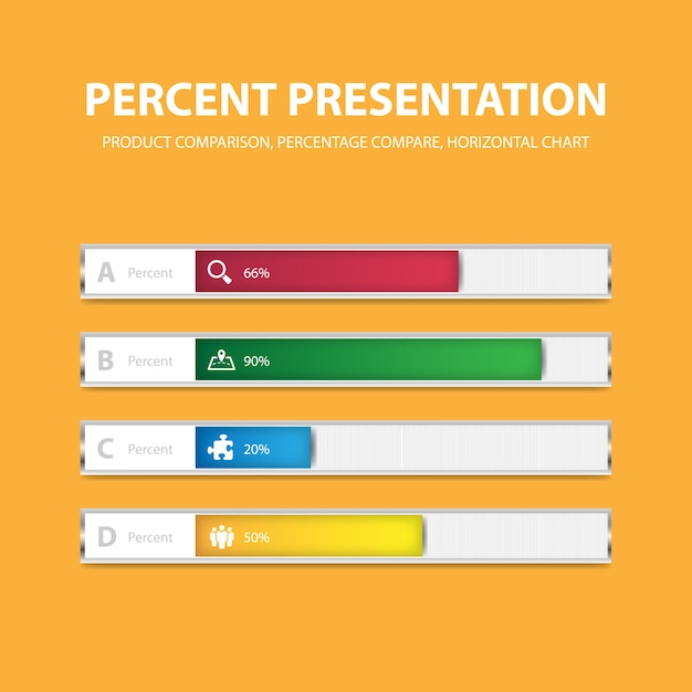 Liiketoiminnan infografiikan prosenttipalkkimalli 4 vaihtoehdolla