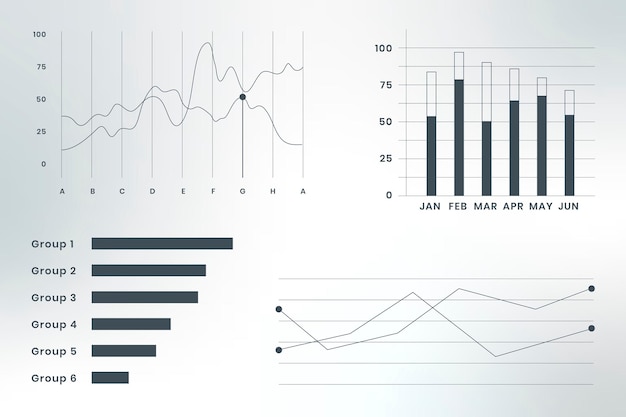 Liiketoiminnan vektoridatan analyysi kaavio infographic