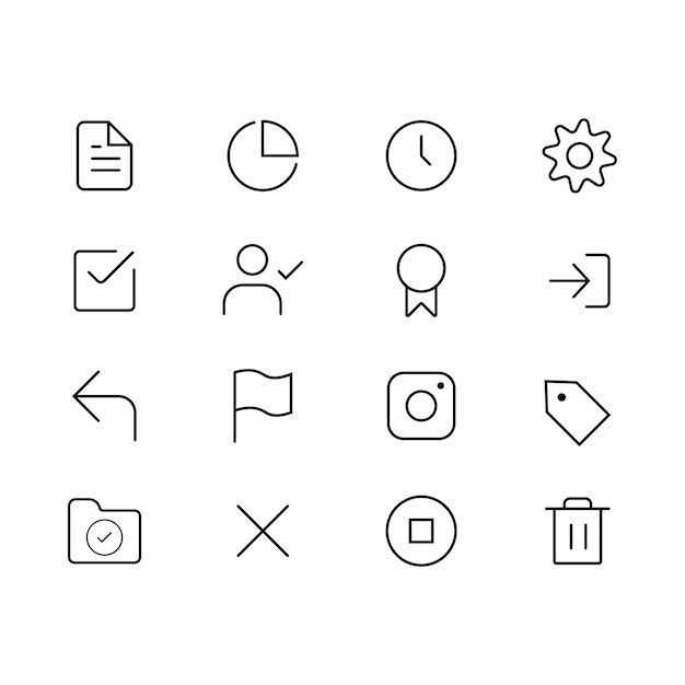 Line Art Icon Set Small User Interface Line Icons Editable Storks