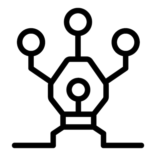 Line art style icon of a machine learning algorithm collecting data