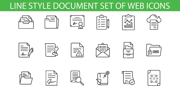 Line Style Document Web Icon Set Illustration