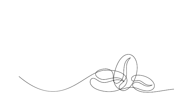 Linear coffee grain background One continuous line drawing of a coffee bean