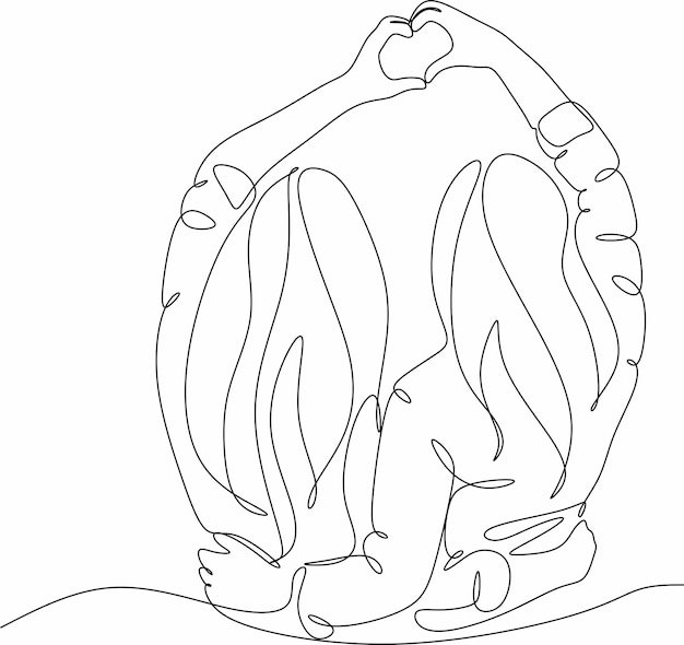 Linear drawing good girlfriends vector illustration