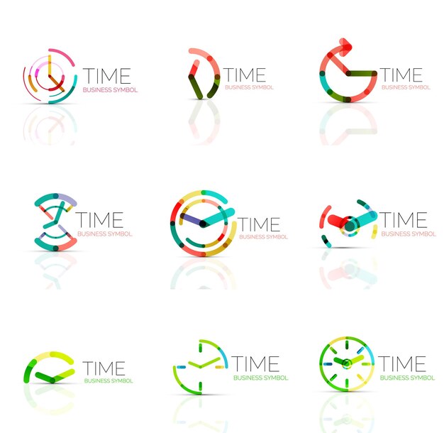 Linear time abstract logo set connected multicolored segments