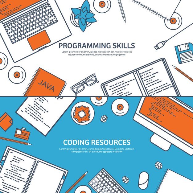 Lined programming coding and seo outline computing background code hardware software web development