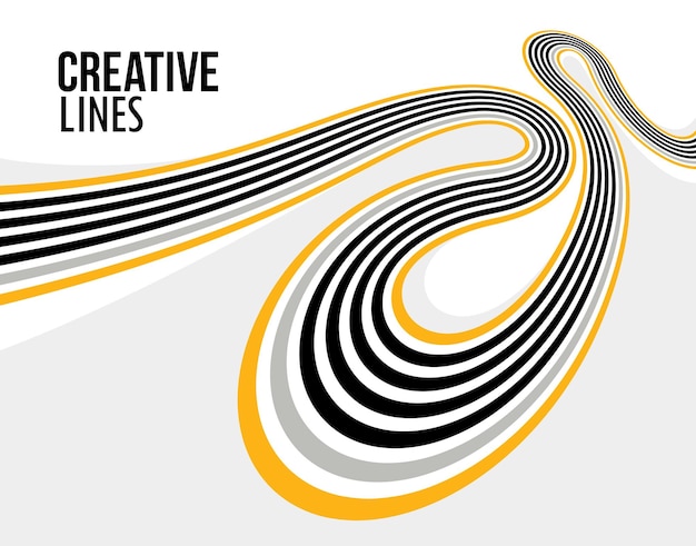 Lines in motion vector abstract background 3D perspective creative optical design with stripes sound and music concept flowing lines