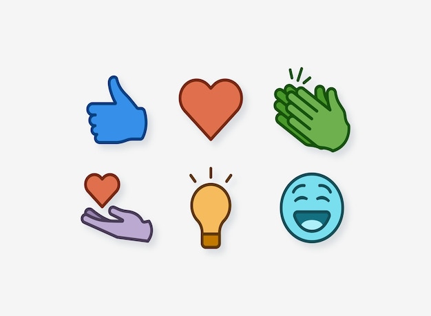 LinkedIn reaction cute emojis vector illustration