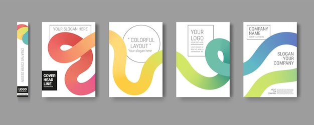 liquid banners abstract brochure collection circle graphic design pattern modern bright cover or poster for corporate business decor colorful gradient backdrop vector 3d background set
