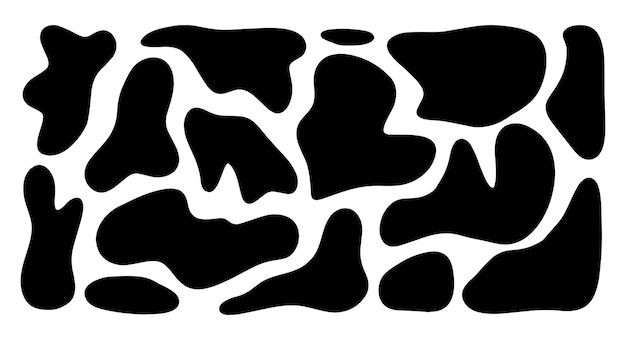 Liquid blob shapes vector organic random forms black fluid silhouette simple smooth ink stain flat