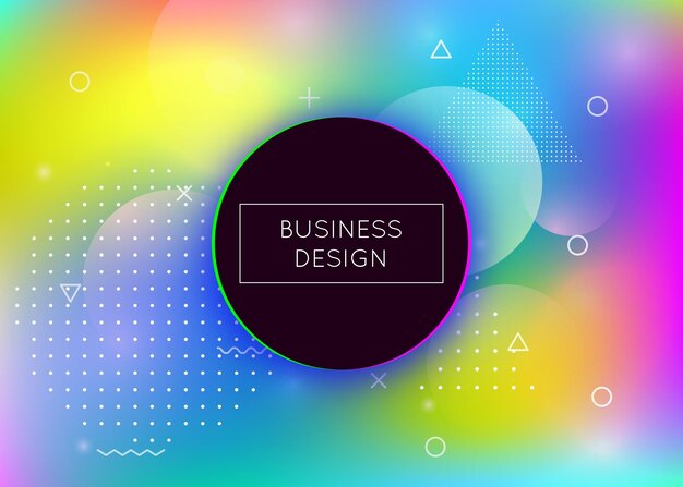 Liquid shapes background with dynamic fluid Holographic bauhaus gradient with memphis elements Graphic template for brochure banner wallpaper mobile screen Trendy liquid shapes background