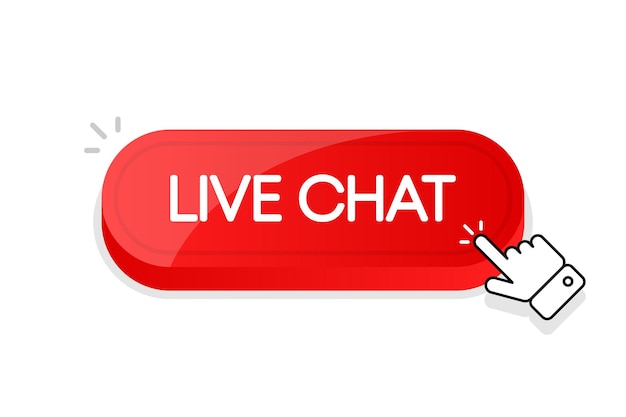 Live Chat 3d button Mouse touched button Vector illustration