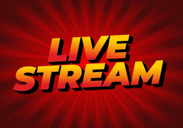live stream text effect in 3d style with modern colors