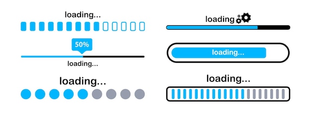 Loading bar Loading or Installing process Load sign System software update and upgrade Vector loading bar progress icons Download progress Vector illustration