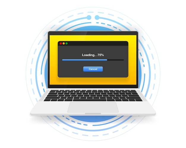 Loading Data Window Progress Bar on screen computer. Classic Operating System User. Update message. Vector illustration.