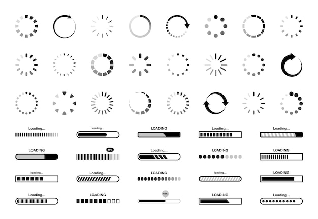 Loading icon set Load circle icons