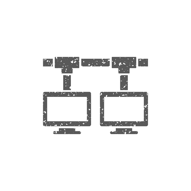 Local area network icon in grunge texture vector illustration