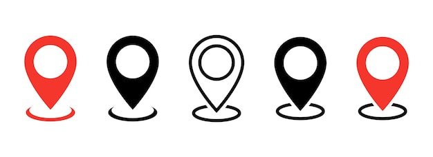 location icon set map pin place marker location pin pointer icon symbol in flat style