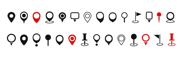 Location map pin icons set Modern map marker collection Pinpoint Location pin icon