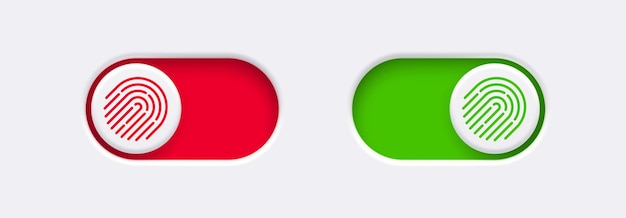 Lock and Unlock toggle switch buttons with fingerprint icon Material design switch buttons set