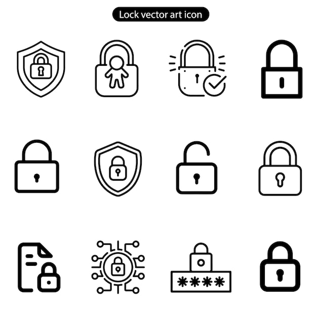 lock icons set padlock symbol collection security symbol lock open and lock closed icon vector art