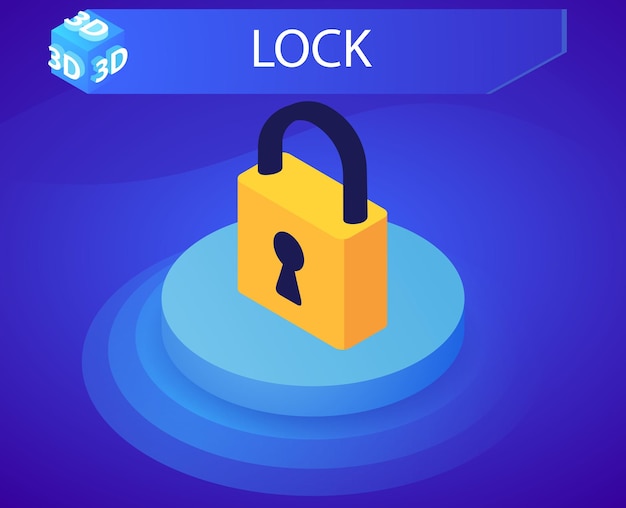 Lock isometric design icon Vector web illustration 3d colorful concept