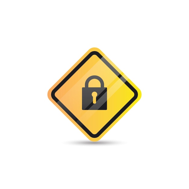 Lock warning sign logo icon vector design template