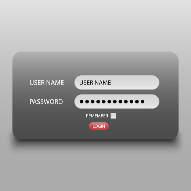 Login interface, username and password