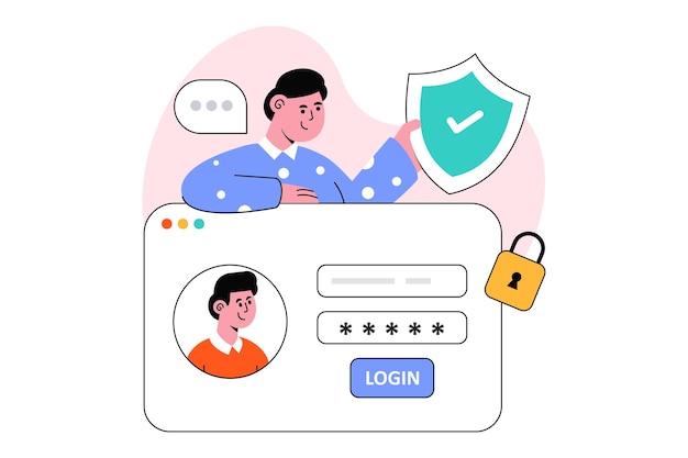 login security flat style design vector illustration. stock illustration