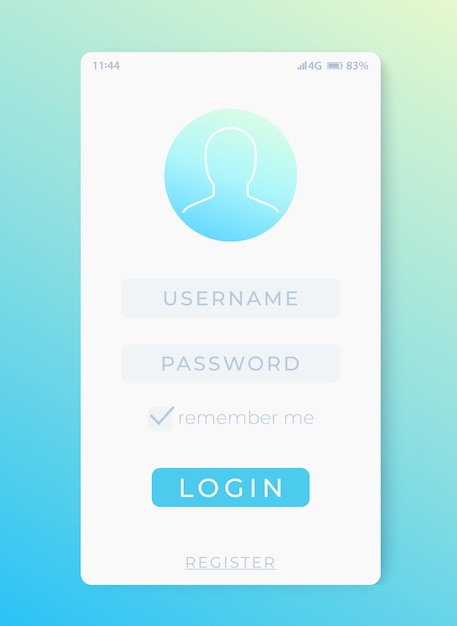 Login, Sign in form, mobile interface